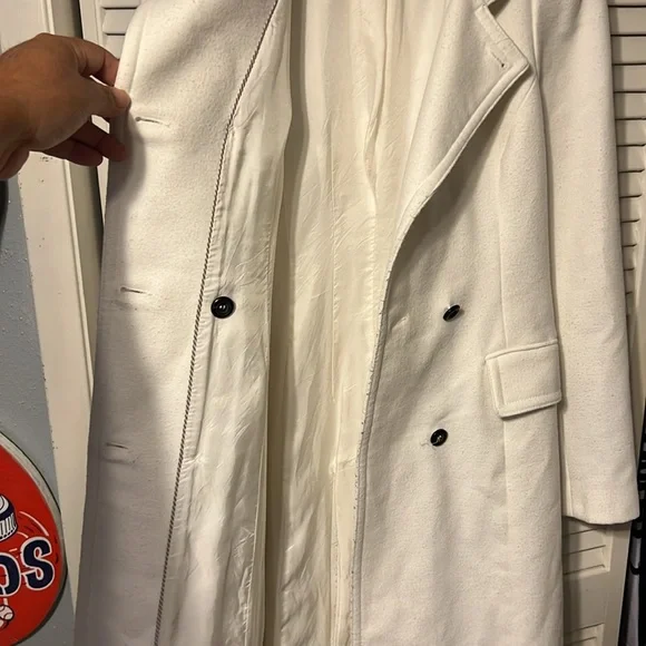 Zara Woman long White Jacket Size Small 41” Inches long